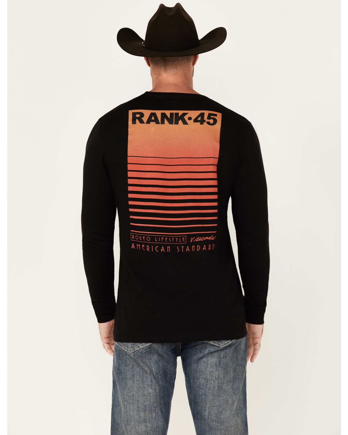 RANK 45® Men's Raw Rodeo Logo Long Sleeve Graphic T-Shirt