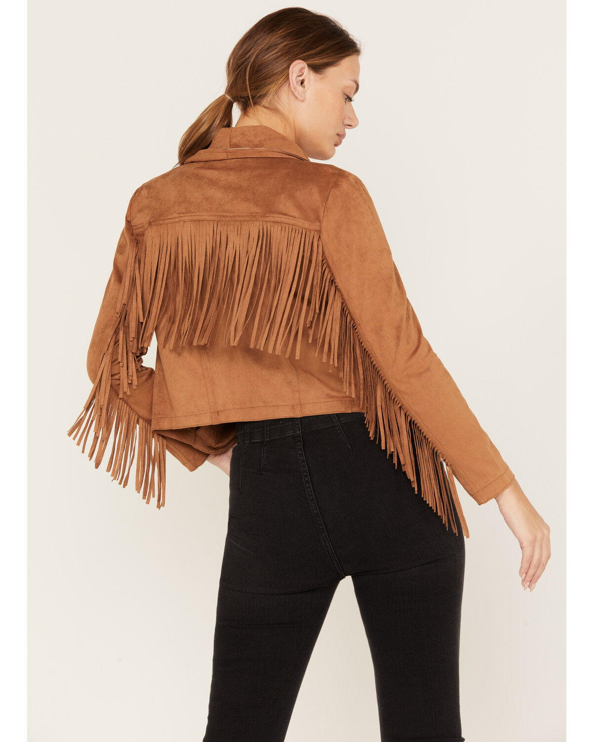 Shyanne Women's Crop Fringe Faux Suede Jacket