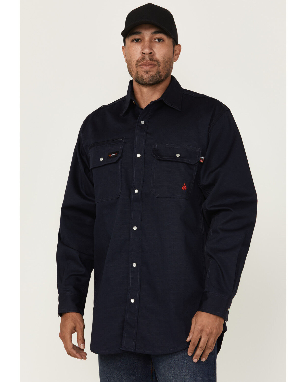 Forge Workwear Men's FR Lightweight Ripstop Vent Long Sleeve Snap Work Shirt