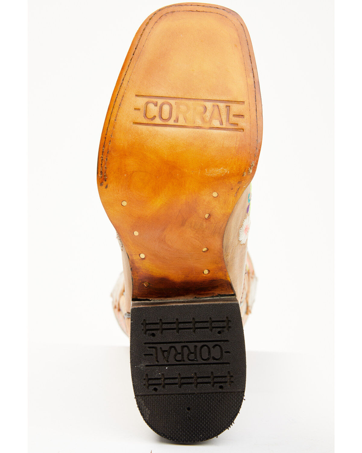 Corral Girls' Floral Embroidered Blacklight Western Boots - Square Toe