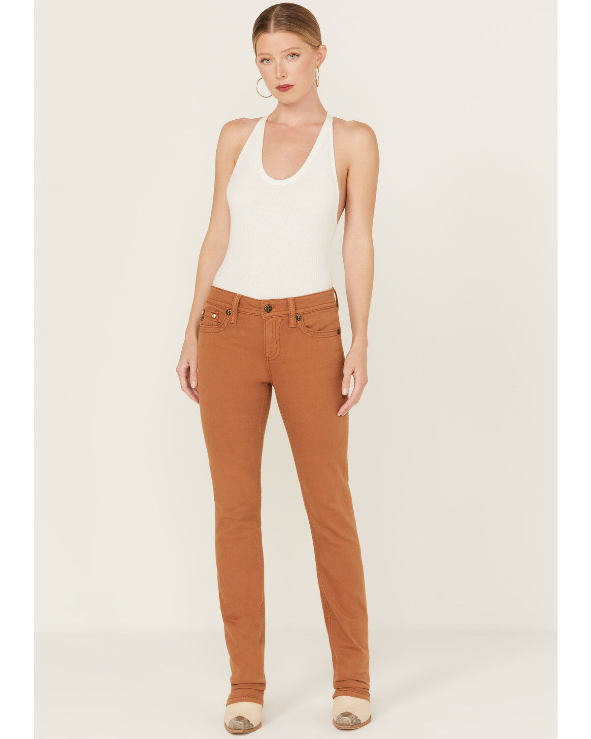 Miss Me Women's Mid Rise Straight Stretch Denim Jeans