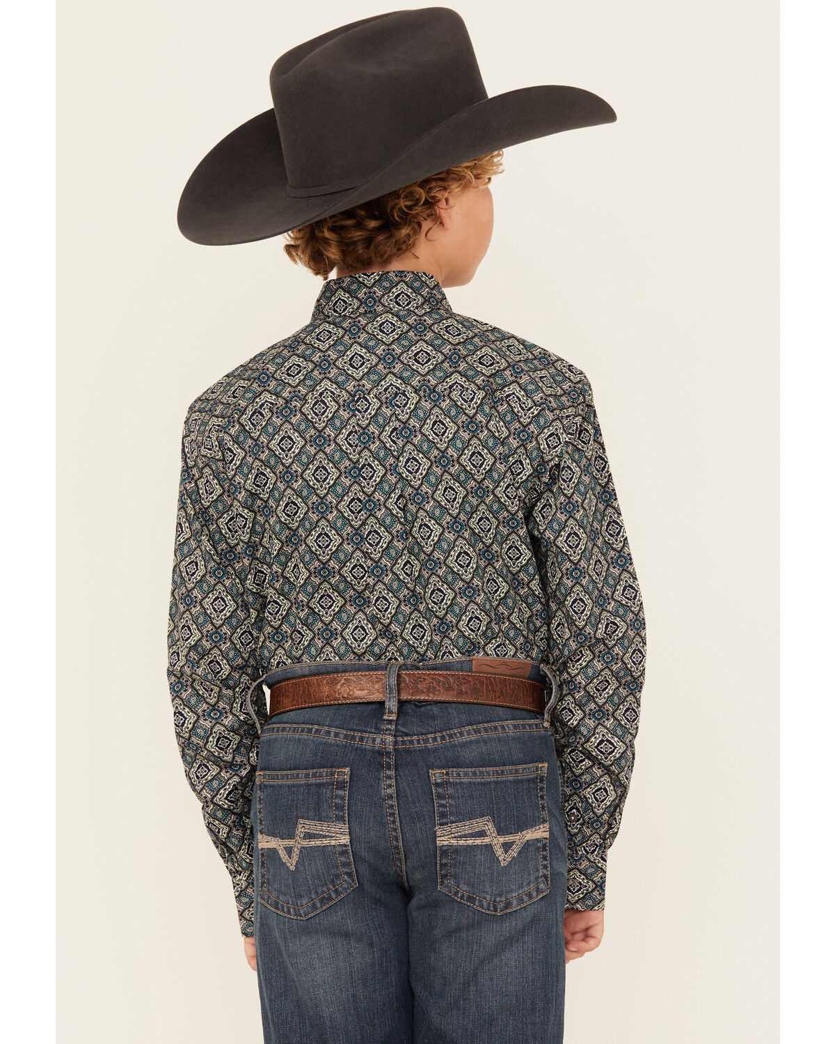Cinch Boys' Geo Print Long Sleeve Button-Down Western Shirt