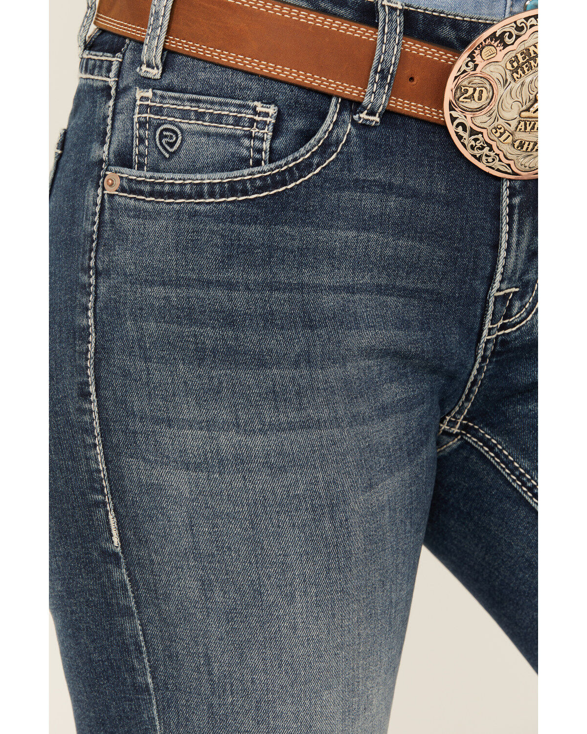 Panhandle Women's Medium Wash Mid Rise Stretch Riding Jeans