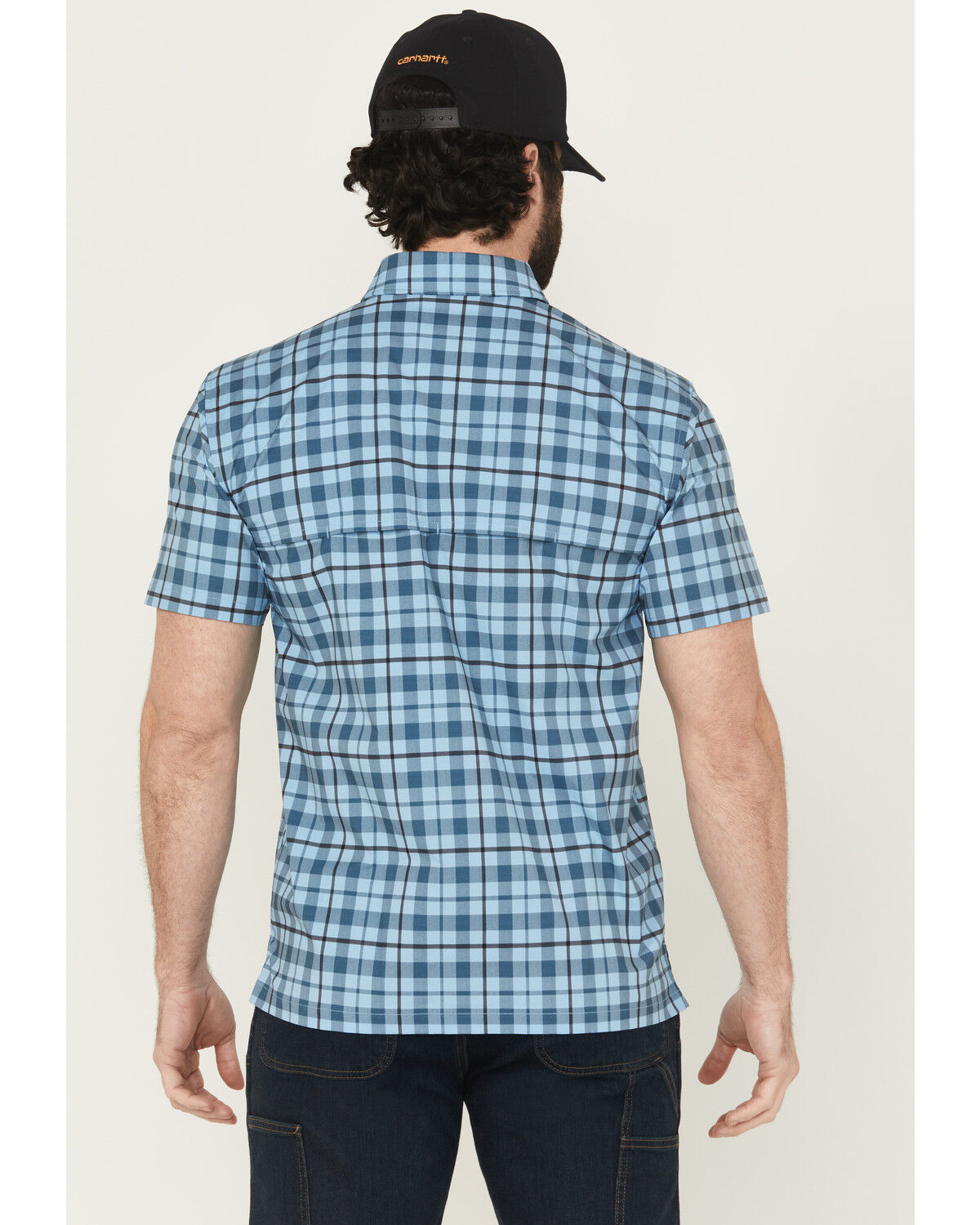 Carhartt Men's Force Sun Defender® Relaxed Fit Lightweight Plaid Print Short Sleeve Button-Down Work Shirt