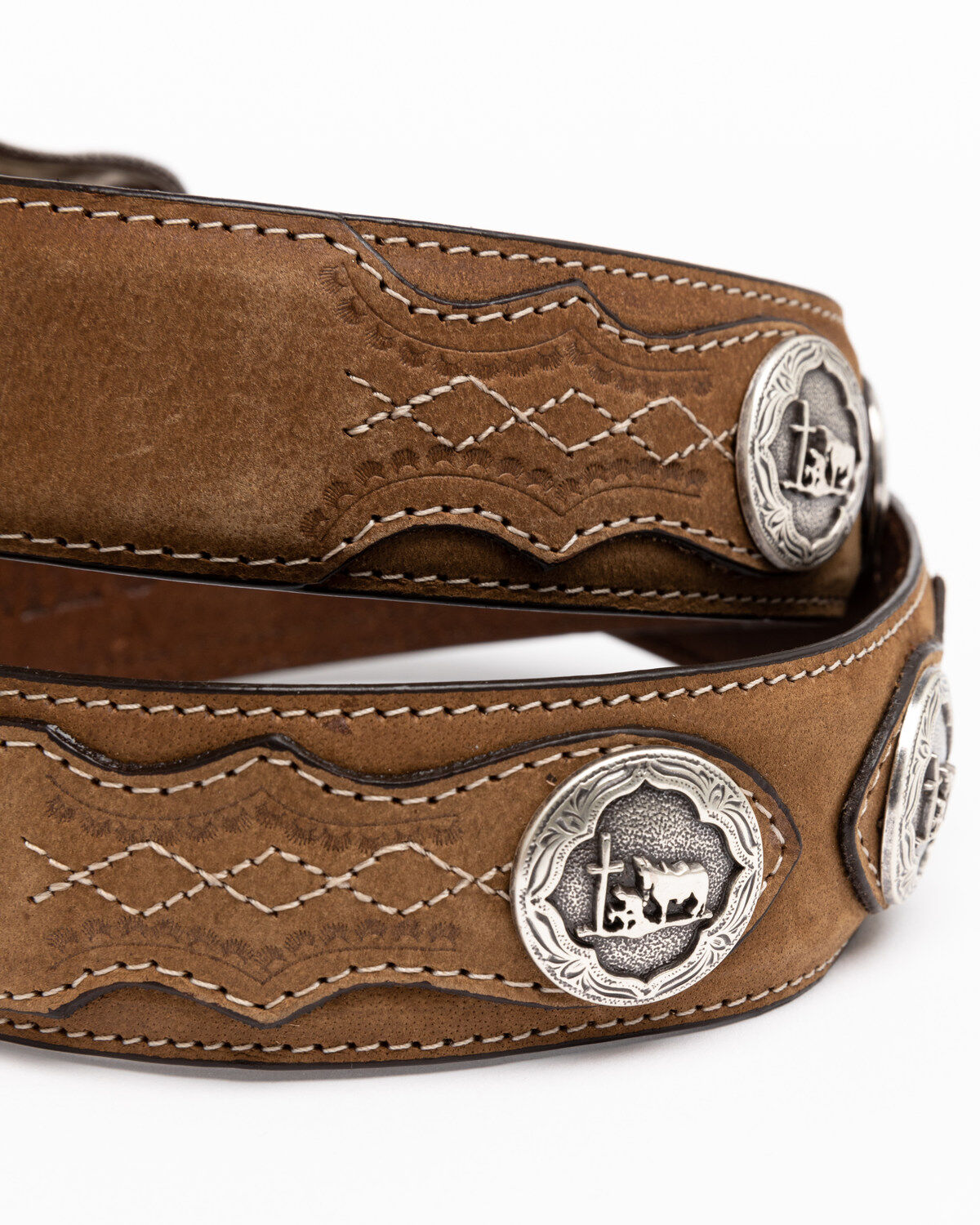 Cody James Men's Hair-On Praying Cowboy Concho Western Belt