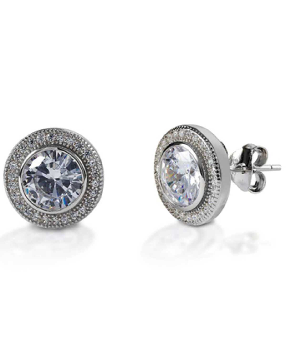 Kelly Herd Women's Round Bezel Set Pave Earrings