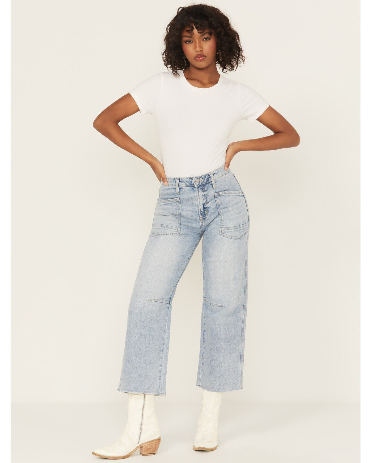 Flying Monkey Women's Katie Light Wash Super High Rise Barrel Stretch Denim Jeans