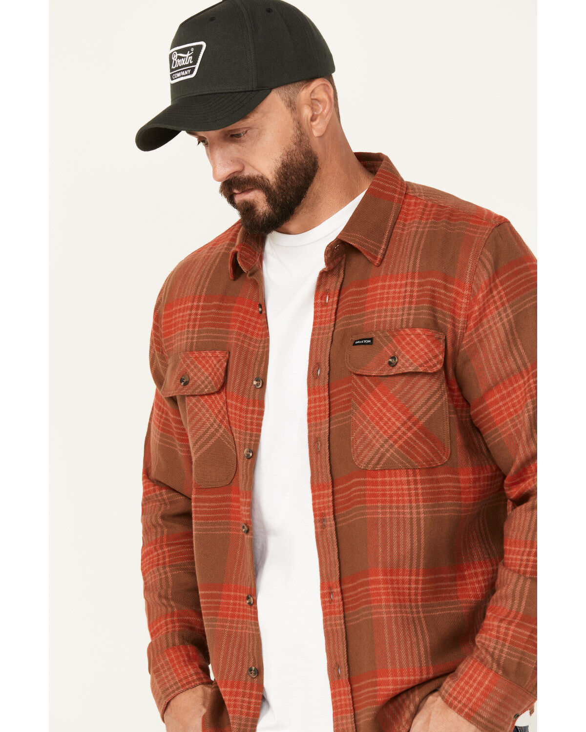 Brixton Men's Bowery Plaid Print Long Sleeve Button-Down Flannel Shirt