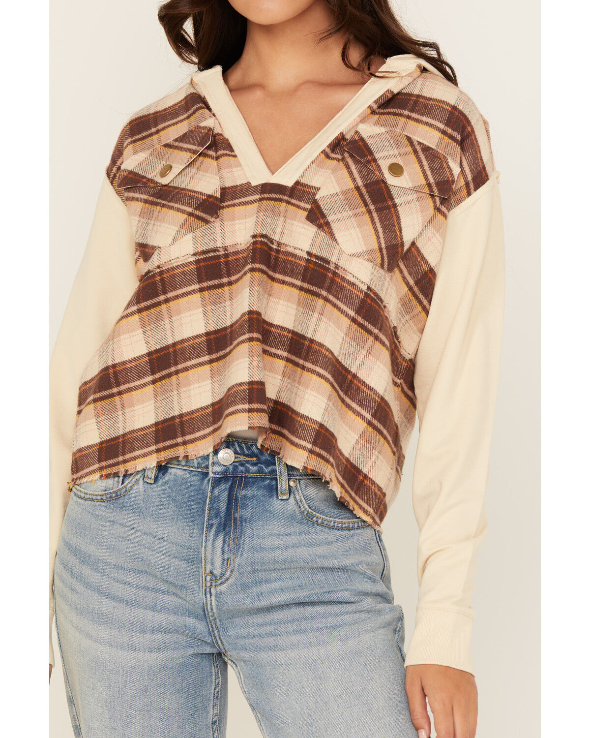 Cleo + Wolf Women's Damian Hooded Flannel Pullover