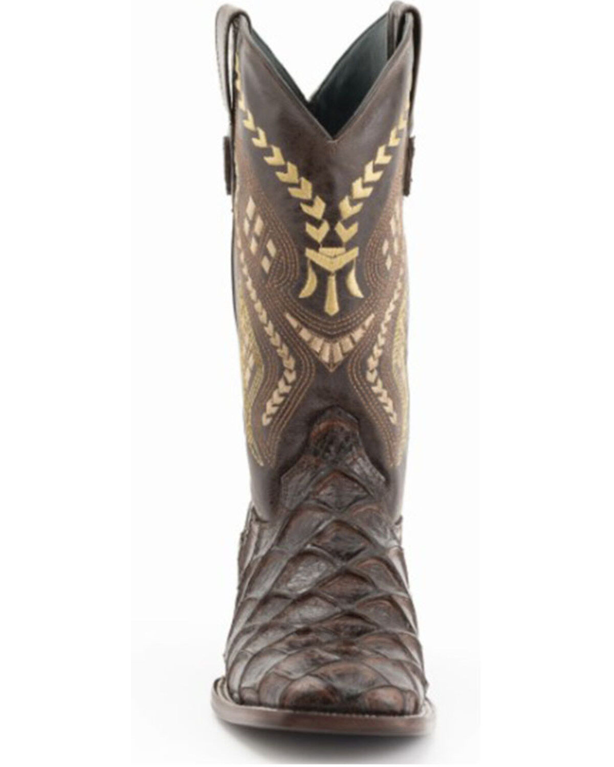 Ferrini Men's Bronco Brown Pirarucu Print Western Boots - Broad Square Toe