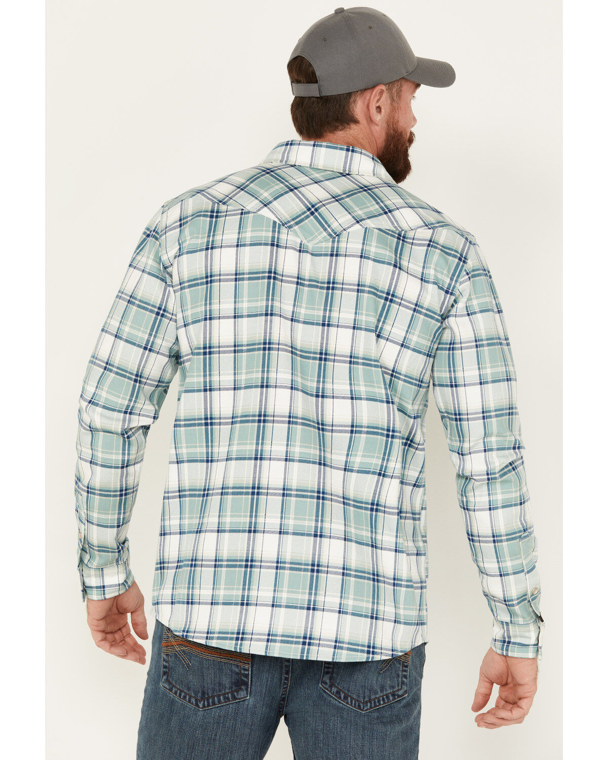 Cody James Men's FR Midweight Plaid Print Long Sleeve Pearl Snap Work Shirt