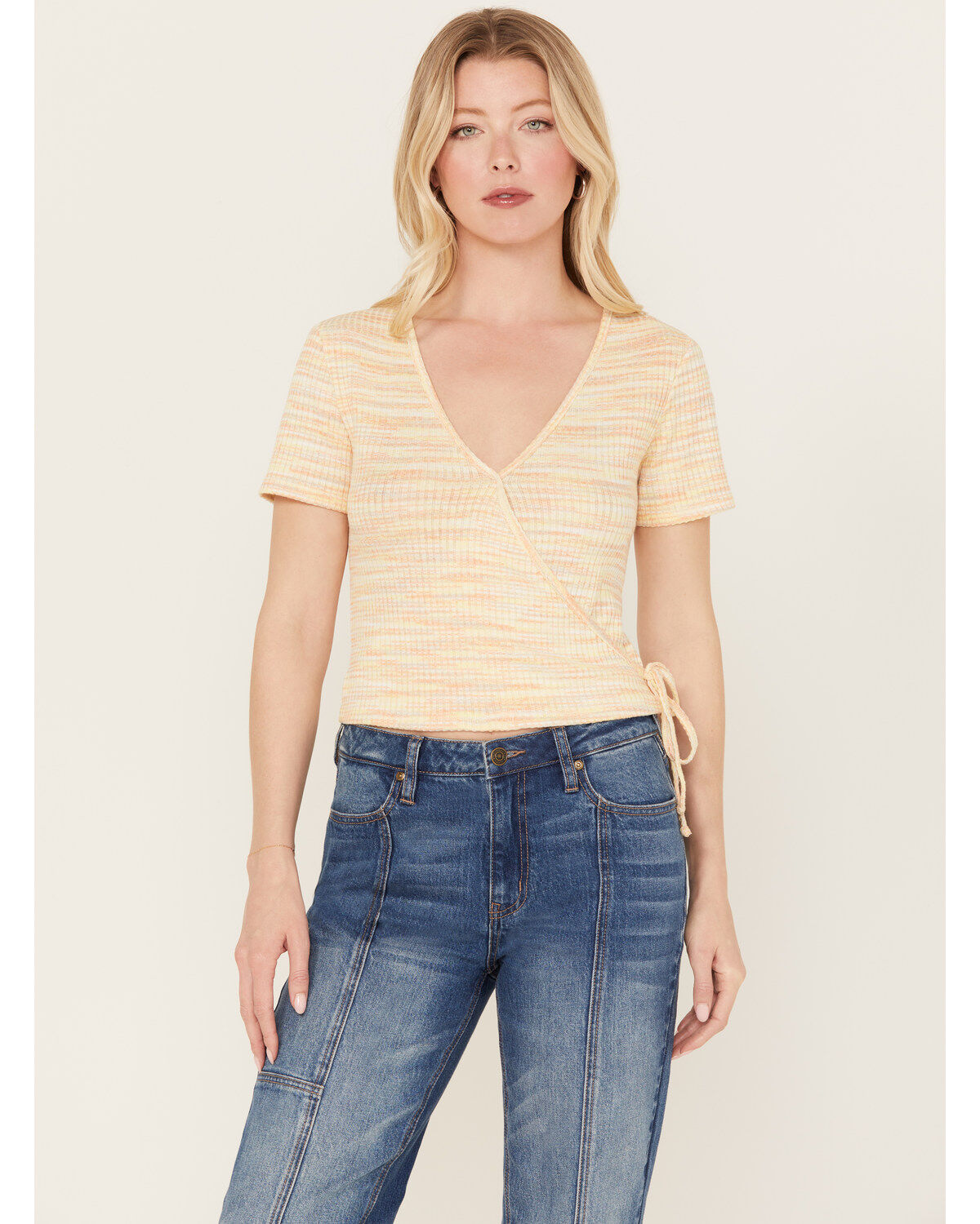 Wild Moss Women's Space Dye Faux Wrap Top