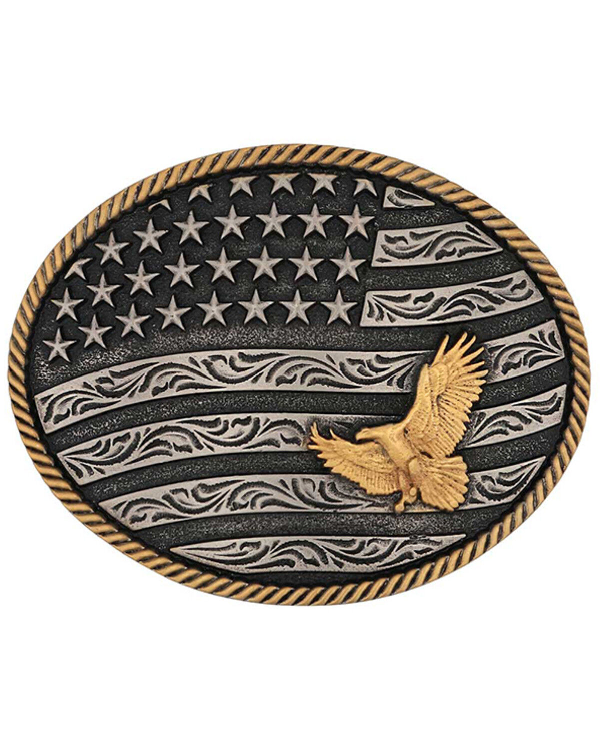 Montana Silversmiths Men's Flag & Eagle Belt Buckle