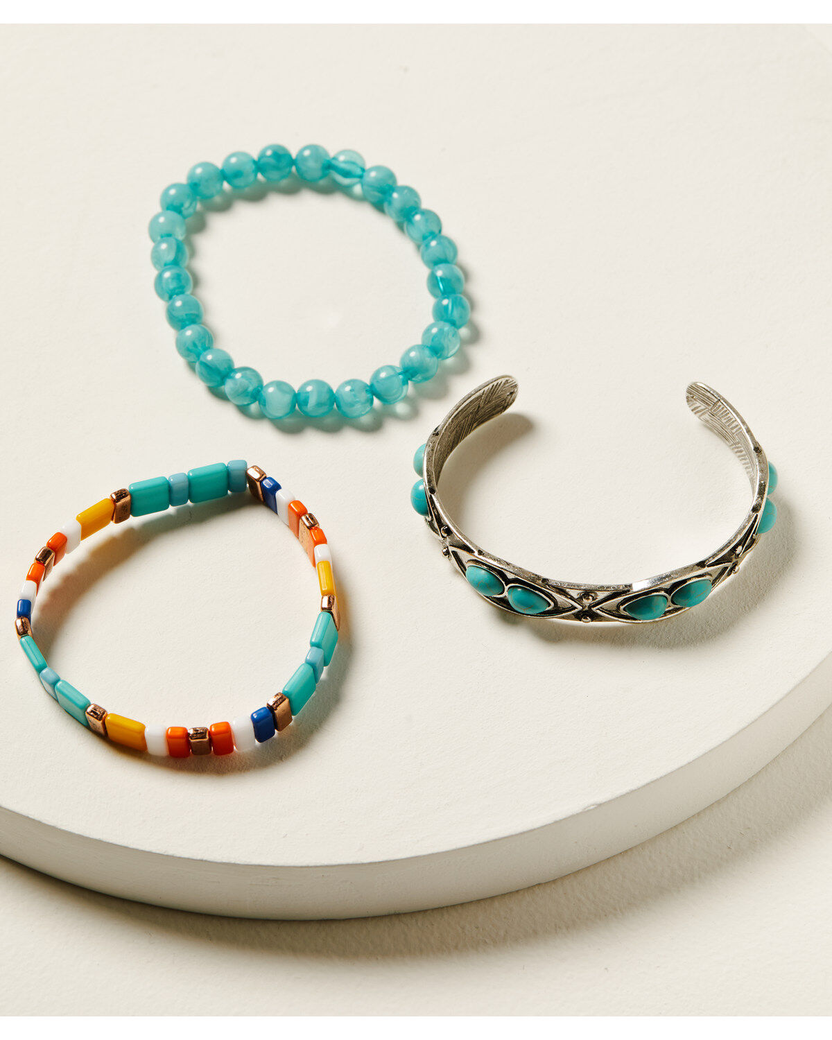 Shyanne Women's Turquoise & Silver 3-piece Bracelet Set
