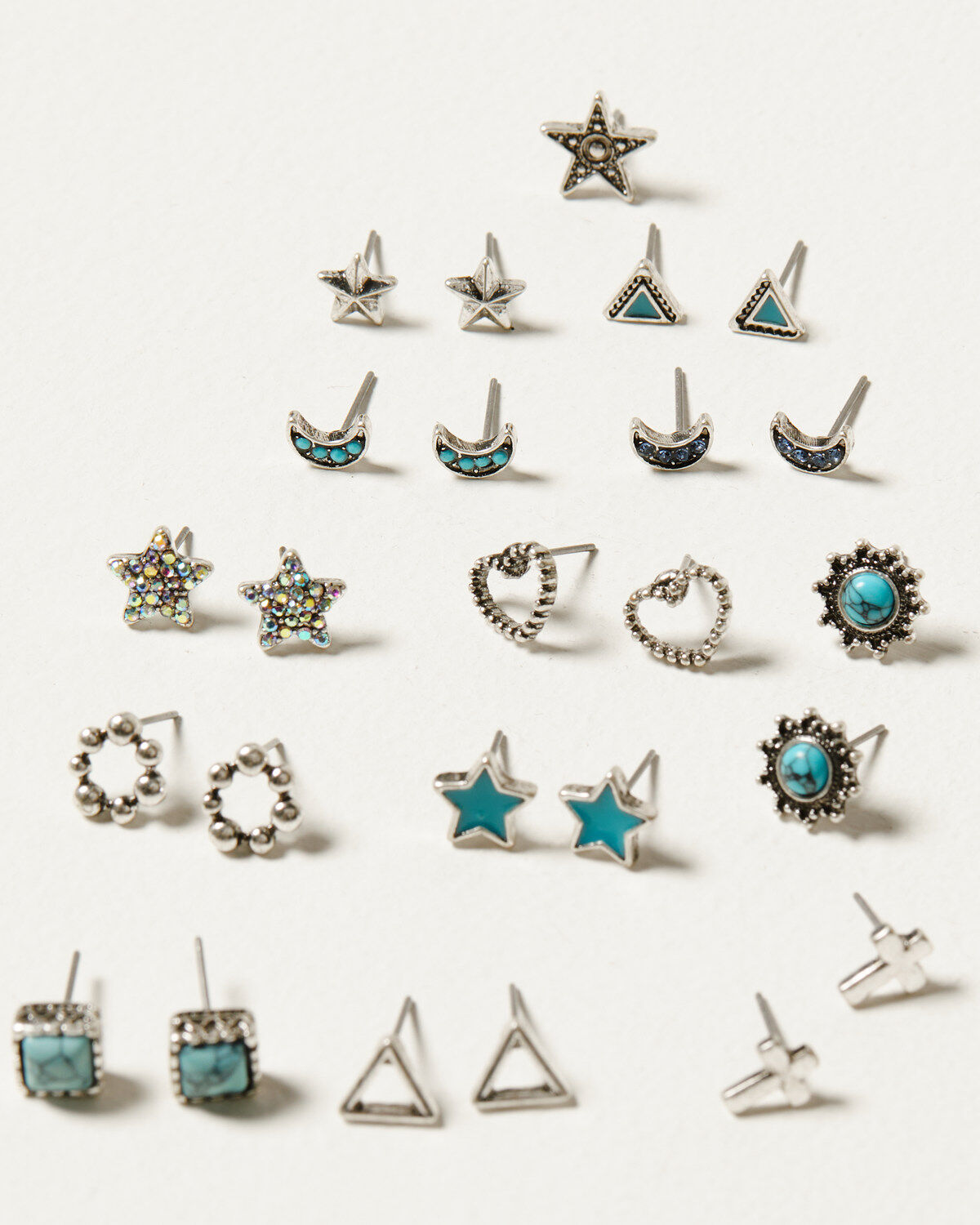 Shyanne Women's Cross Moon Star Multi Earring Set - 14 Piece