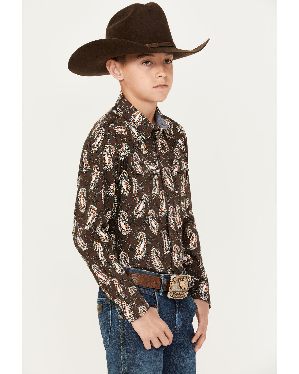 Cody James Boys' Flea Market Paisley Print Long Sleeve Snap Western Shirt