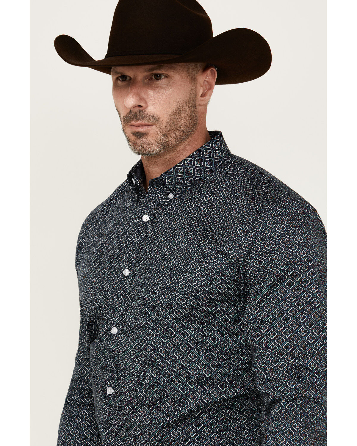 Cody James Men's Slingshot Geo Print Long Sleeve Button-Down Stretch Western Shirt