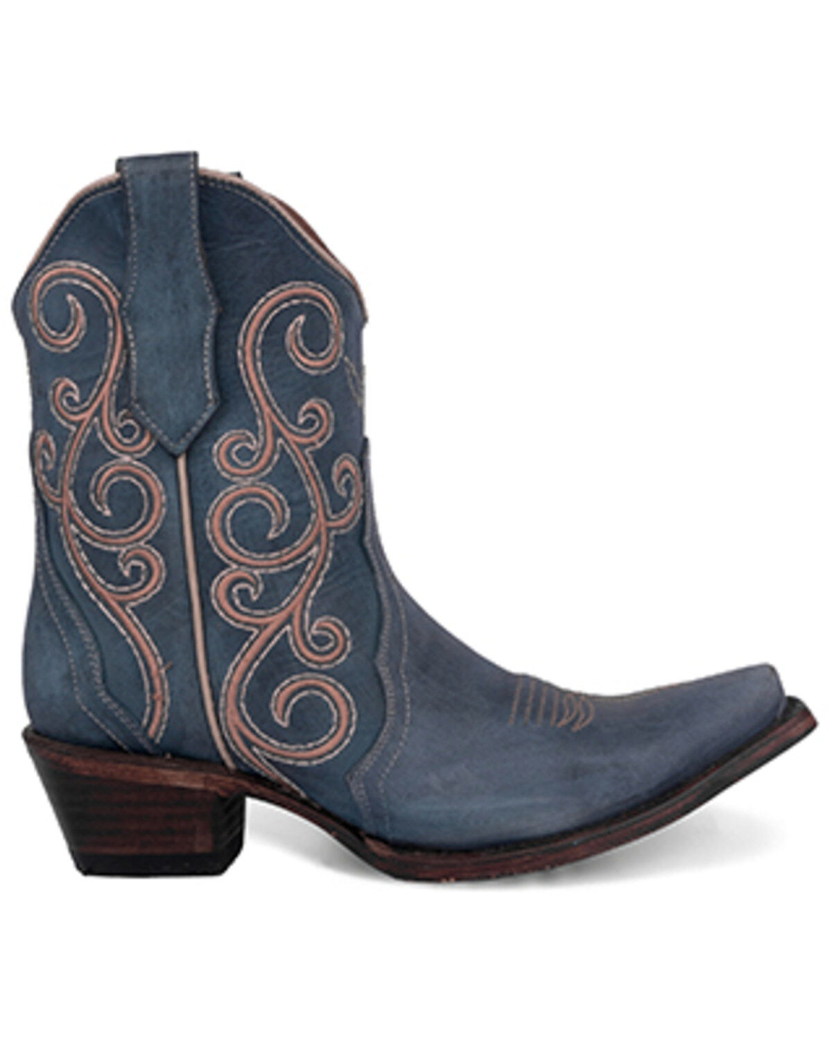 Circle G Women's Distressed Embroidered Triad Ankle Boots - Snip Toe