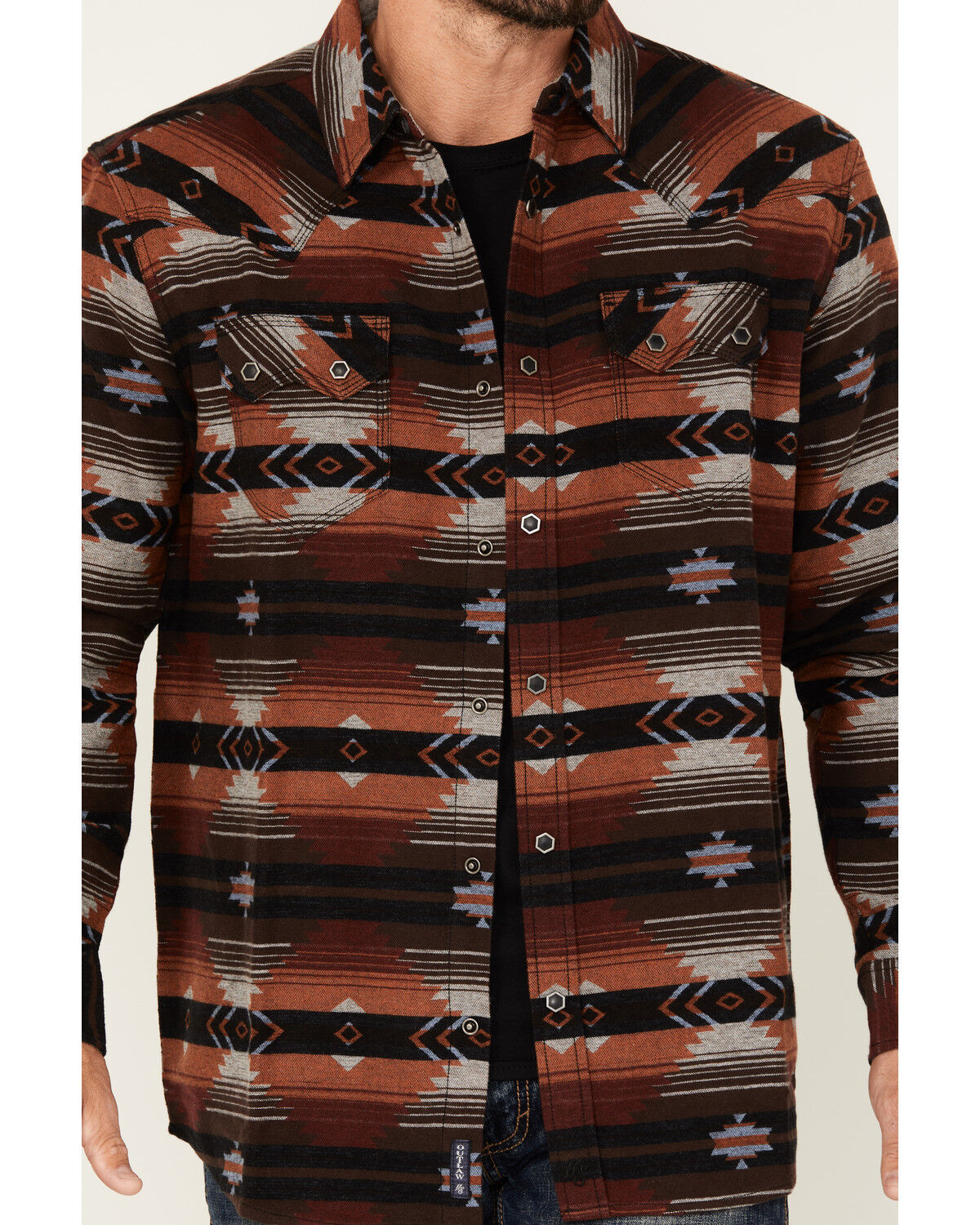 Moonshine Spirit Men's Smoke Cover Southwestern Print Long Sleeve Snap Western Shirt