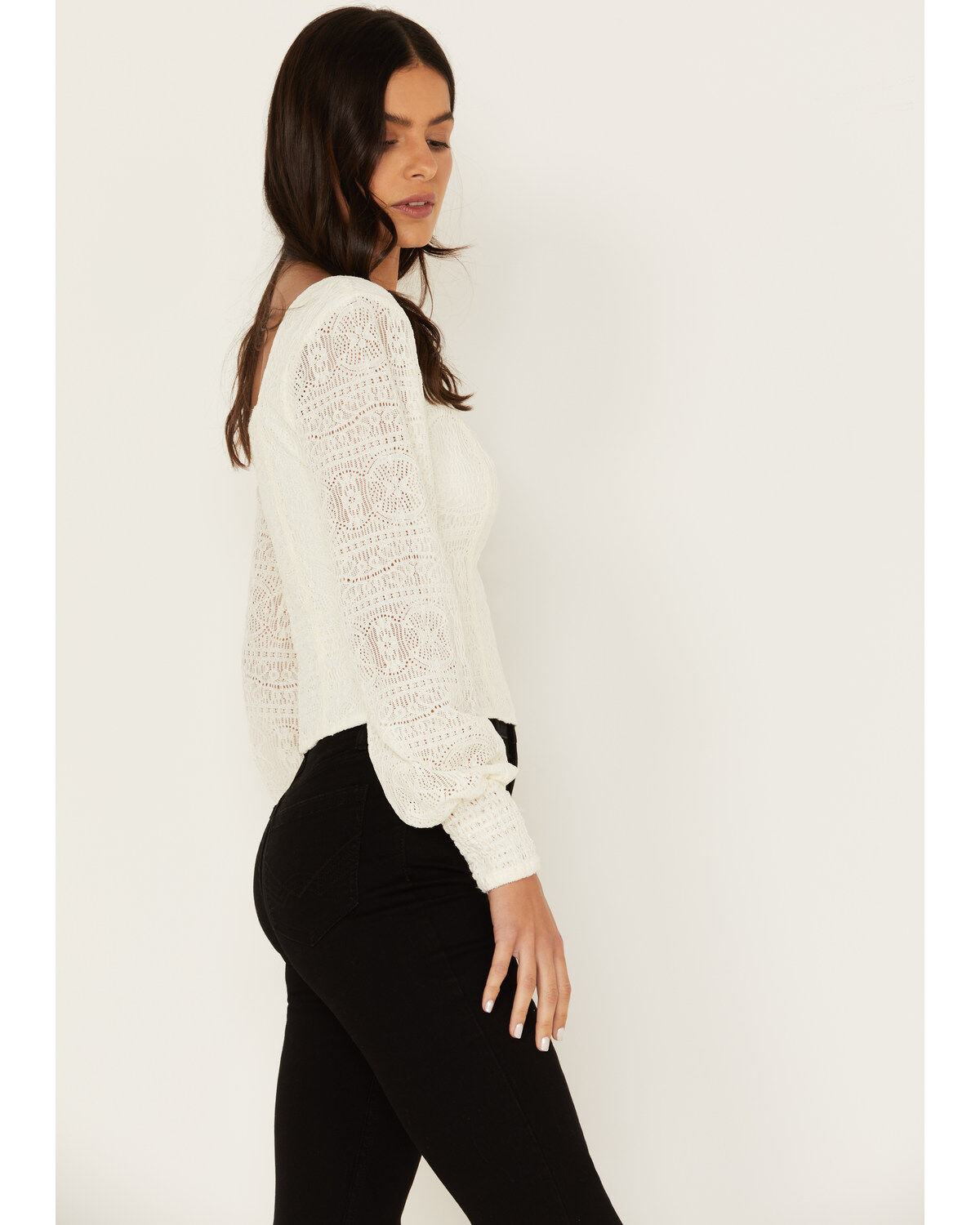 Idyllwind Women's Dallas Smocked Lace Puff Sleeve Top