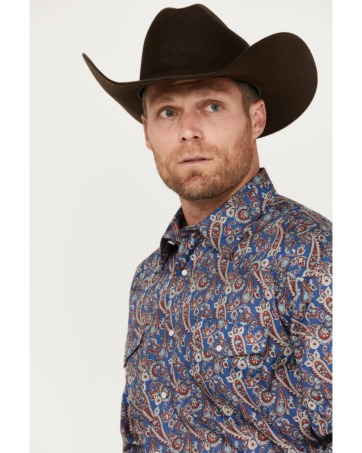 Roper Men's Amarillo Paisley Print Long Sleeve Pearl Snap Western Shirt