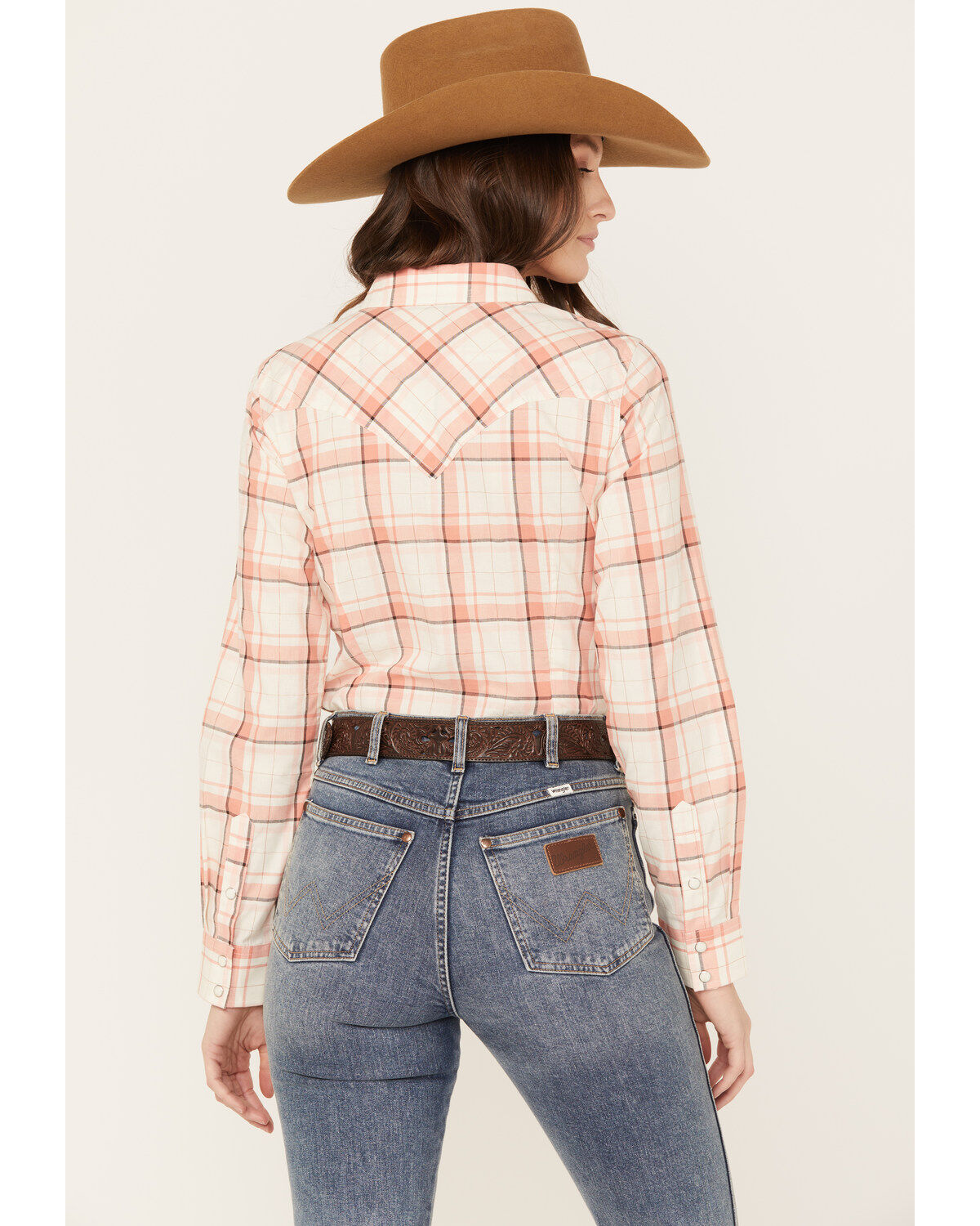 Wrangler Women's Plaid Print Long Sleeve Western Snap Shirt