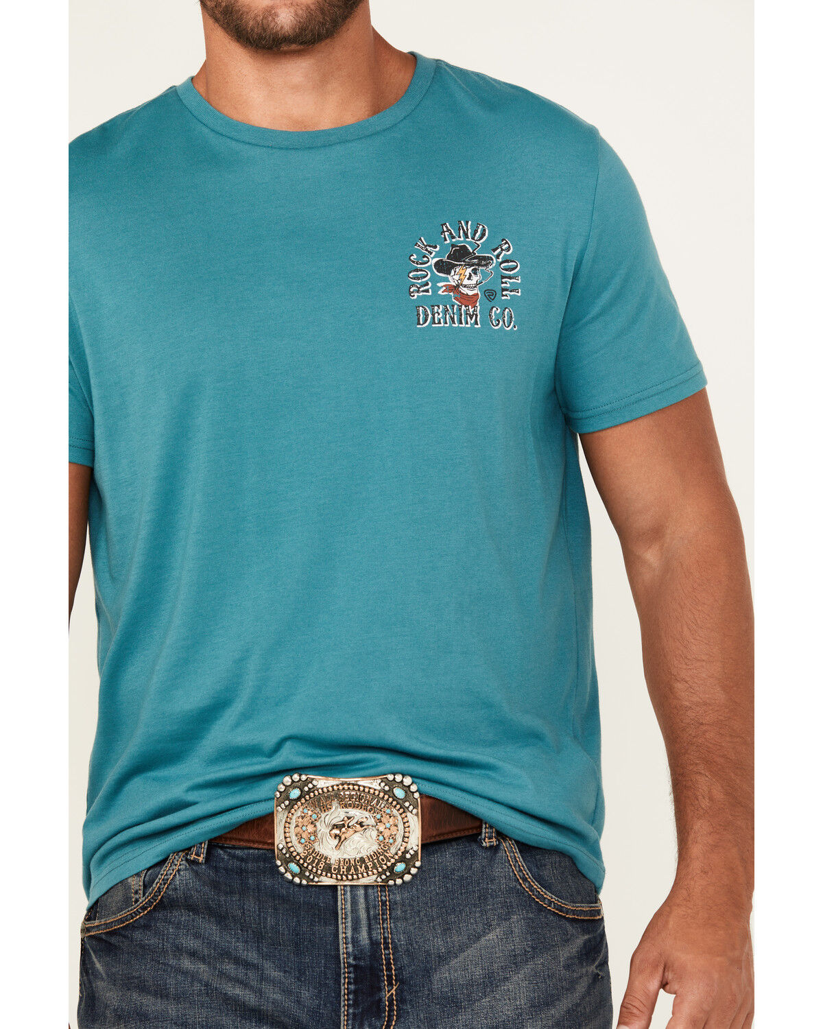 Rock & Roll Denim Men's Cowboy Skull Short Sleeve Graphic T-Shirt