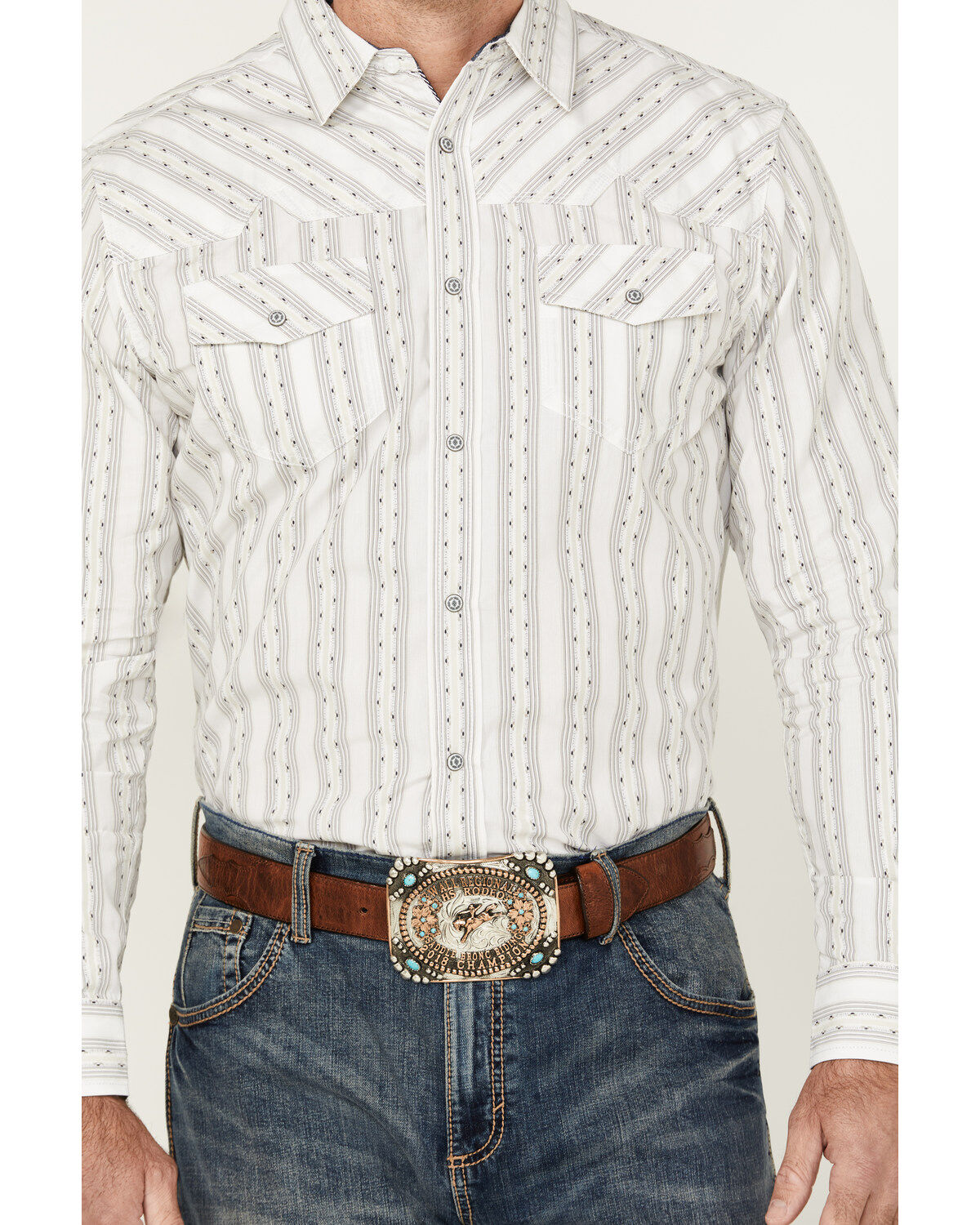 Moonshine Spirit Men's Backcountry Striped Long Sleeve Snap Western Shirt