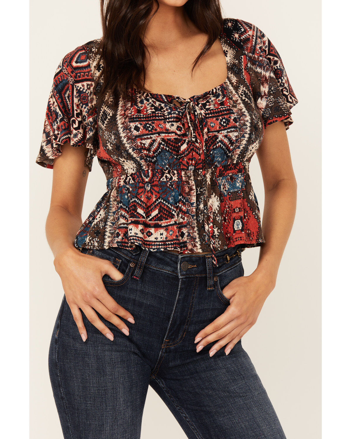 Idyllwind Women's Stirrup Print Short Sleeve Cropped Shirt