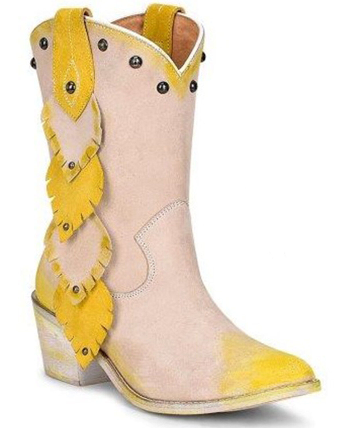 Circle G Women's Painted Leaf Studded Western Boots - Snip Toe