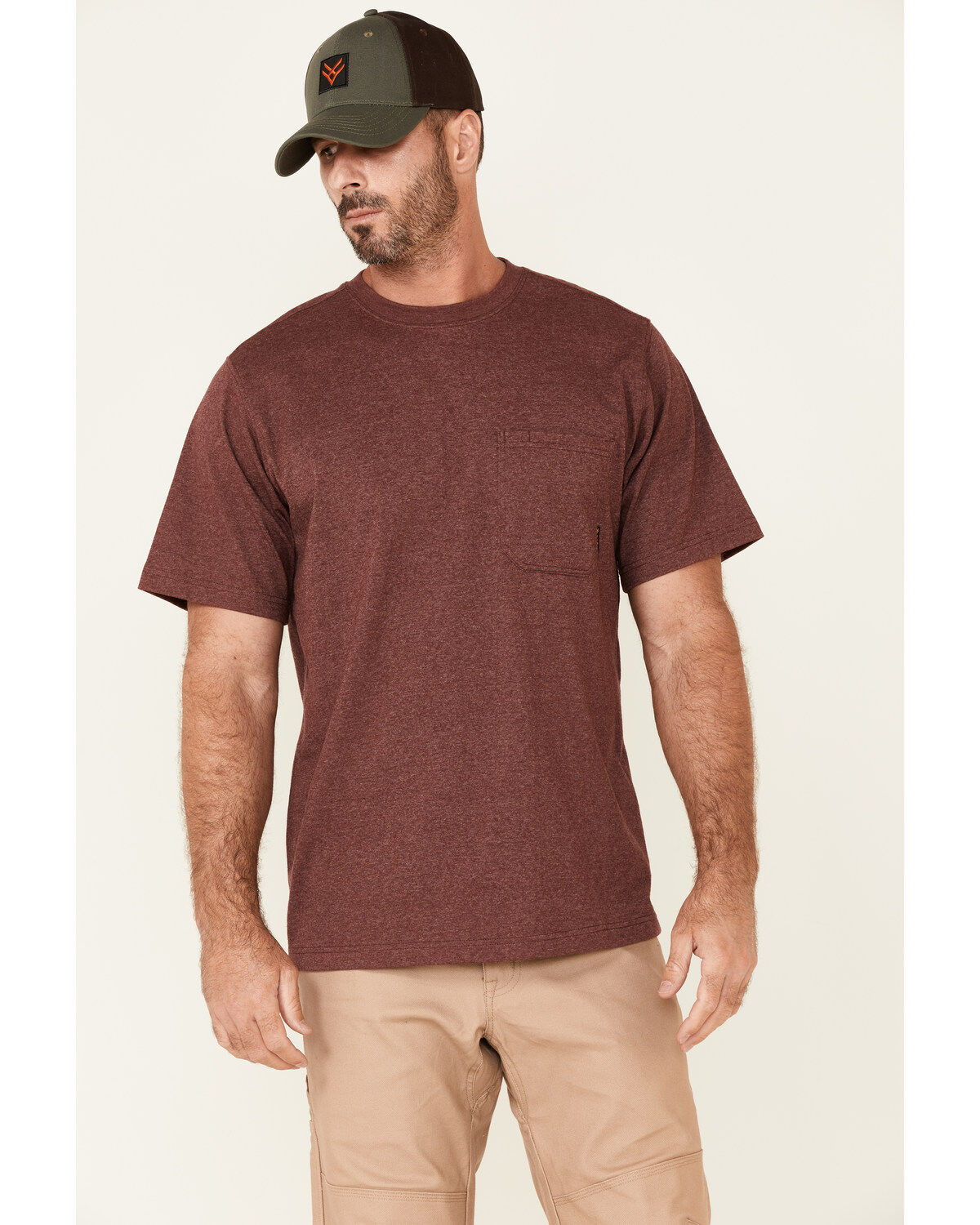 Hawx Men's Solid Burgundy Forge Short Sleeve Work Pocket T-Shirt