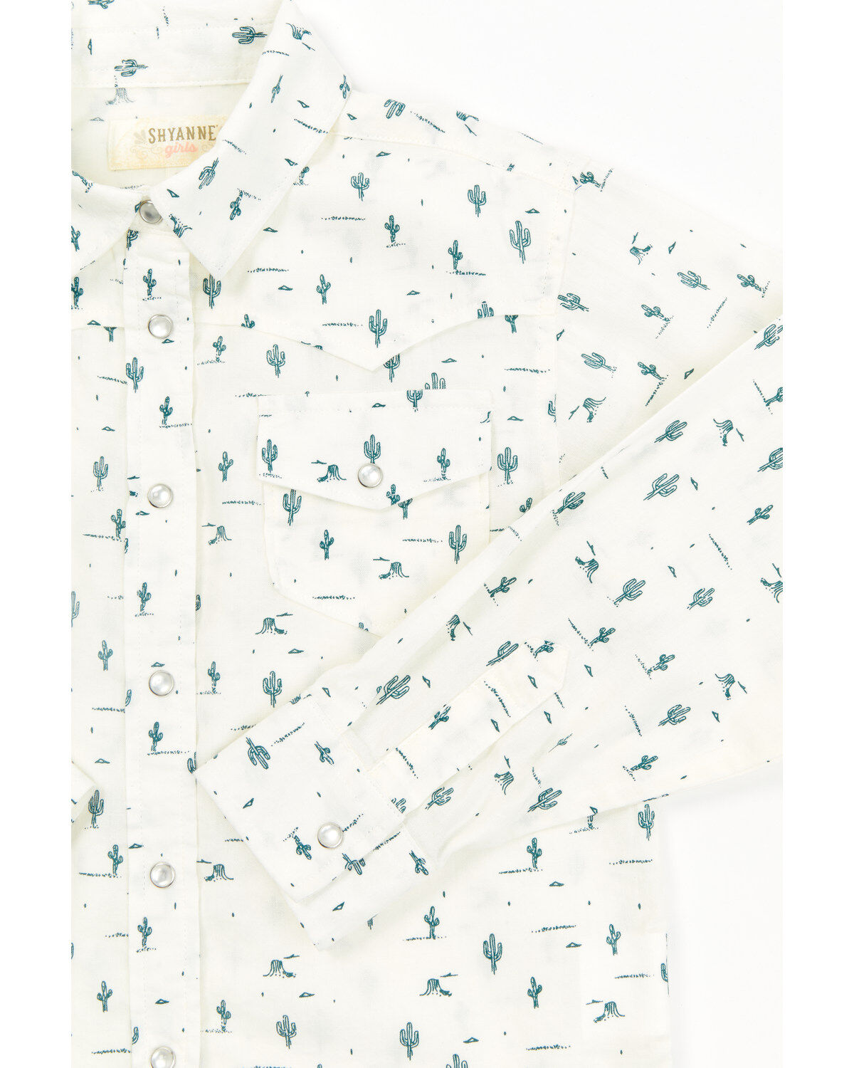 Shyanne Toddler Girls' Cactus Print Western Pearl Snap Shirt