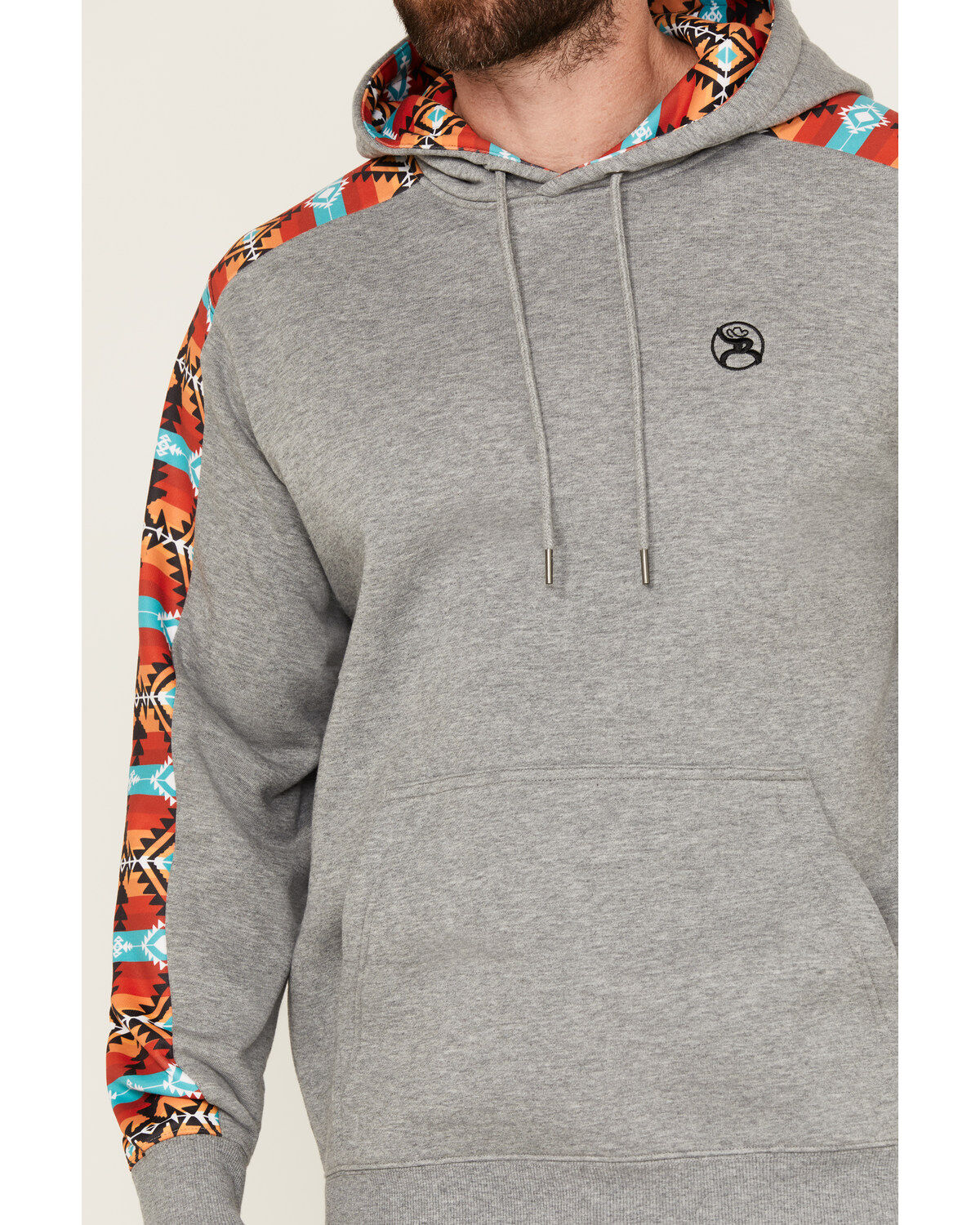 Hooey Men's Canyon Southwestern Sleeve Block Hooded Sweatshirt