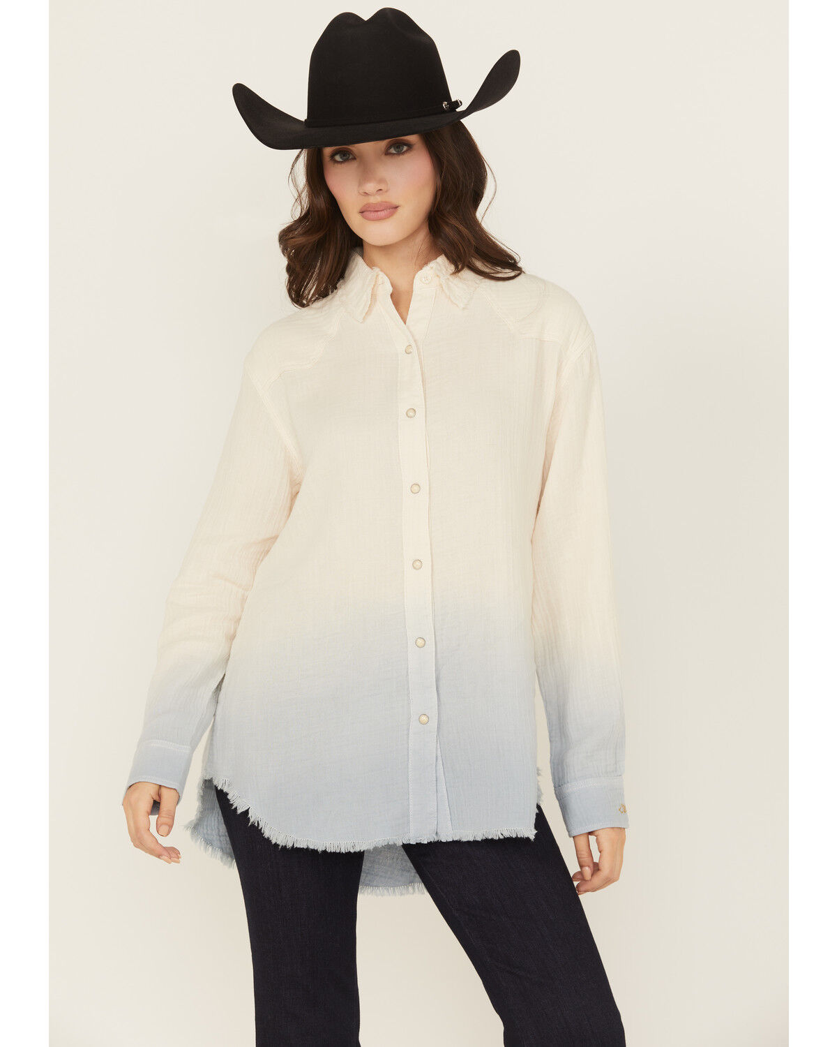 Wrangler X Lainey Wilson Women's Call A Cowboy Ombre Long Sleeve Snap Layering Shirt