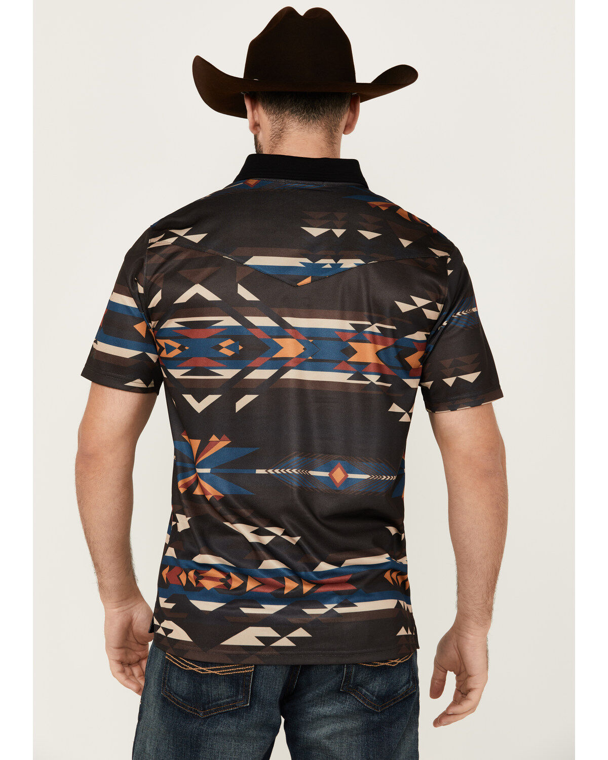 RANK 45® Men's Tarnation Southwestern Short Sleeve Button-Down Polo Shirt