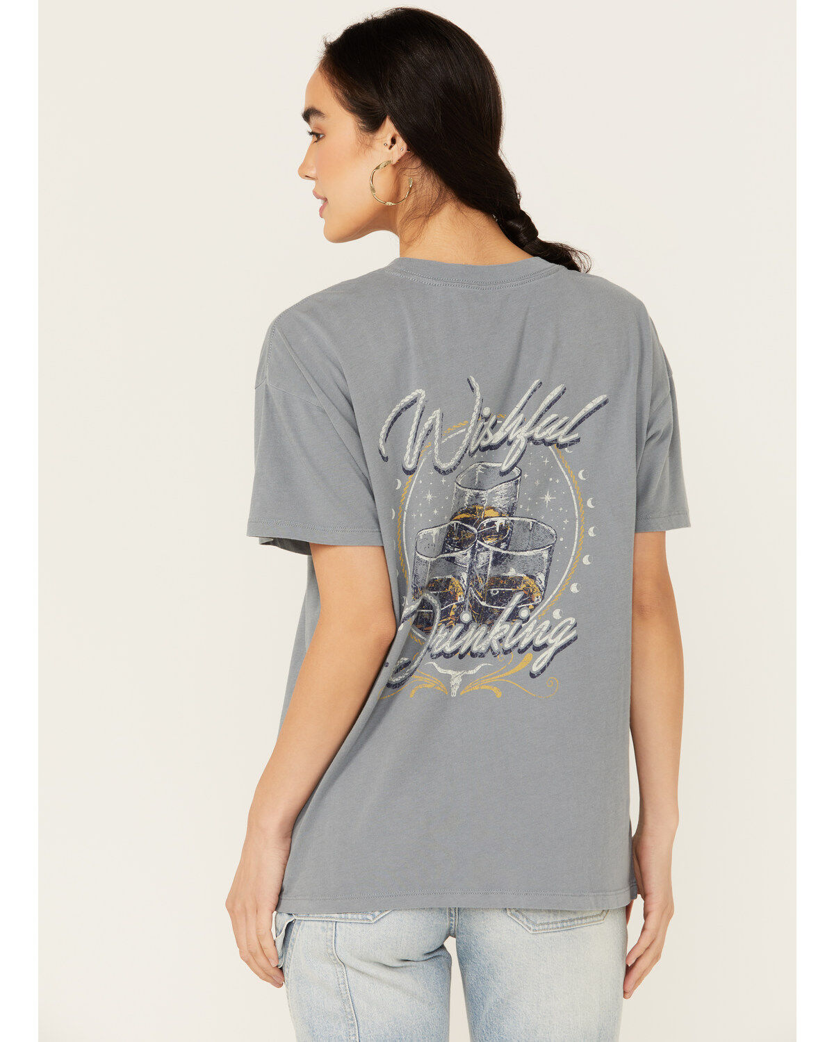 Cleo + Wolf Women's Wishful Drinking Oversized Short Sleeve Graphic Tee