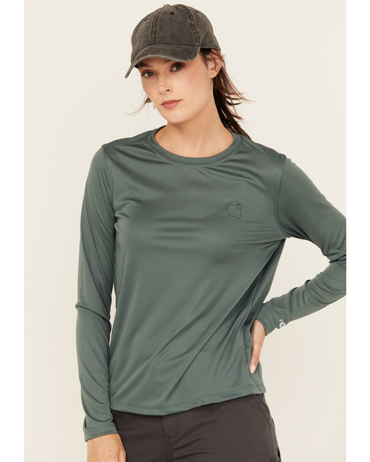 Carhartt Women's Force Sun Defender Logo Relaxed Fit Long Sleeve Graphic Tee