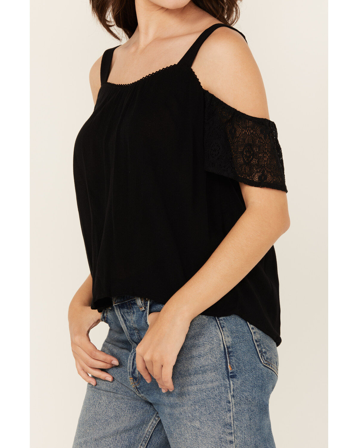 Jolt Women's Lace Cold Shoulder Tank