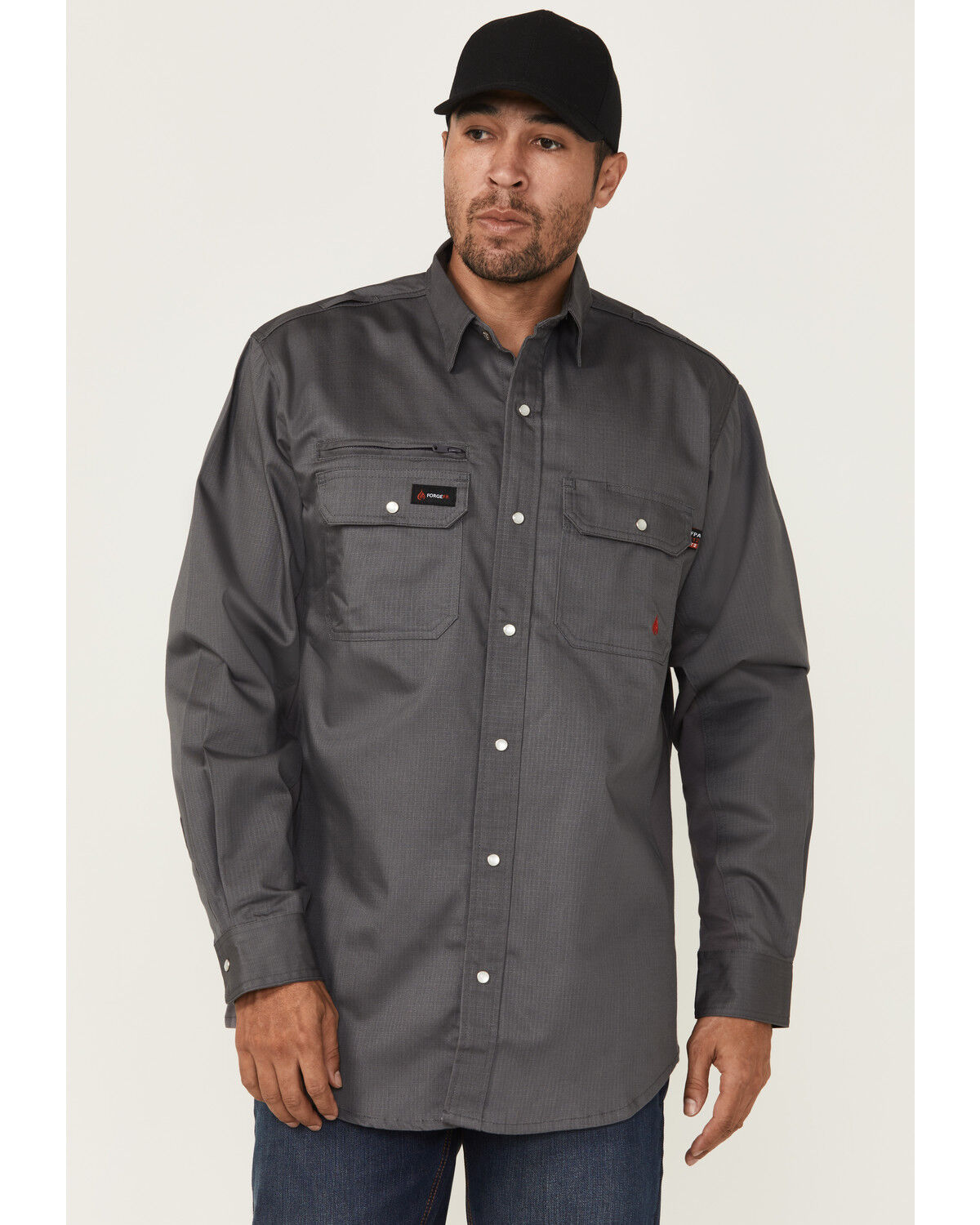 Forge Workwear Men's FR Lightweight Ripstop Vent Long Sleeve Snap Work Shirt