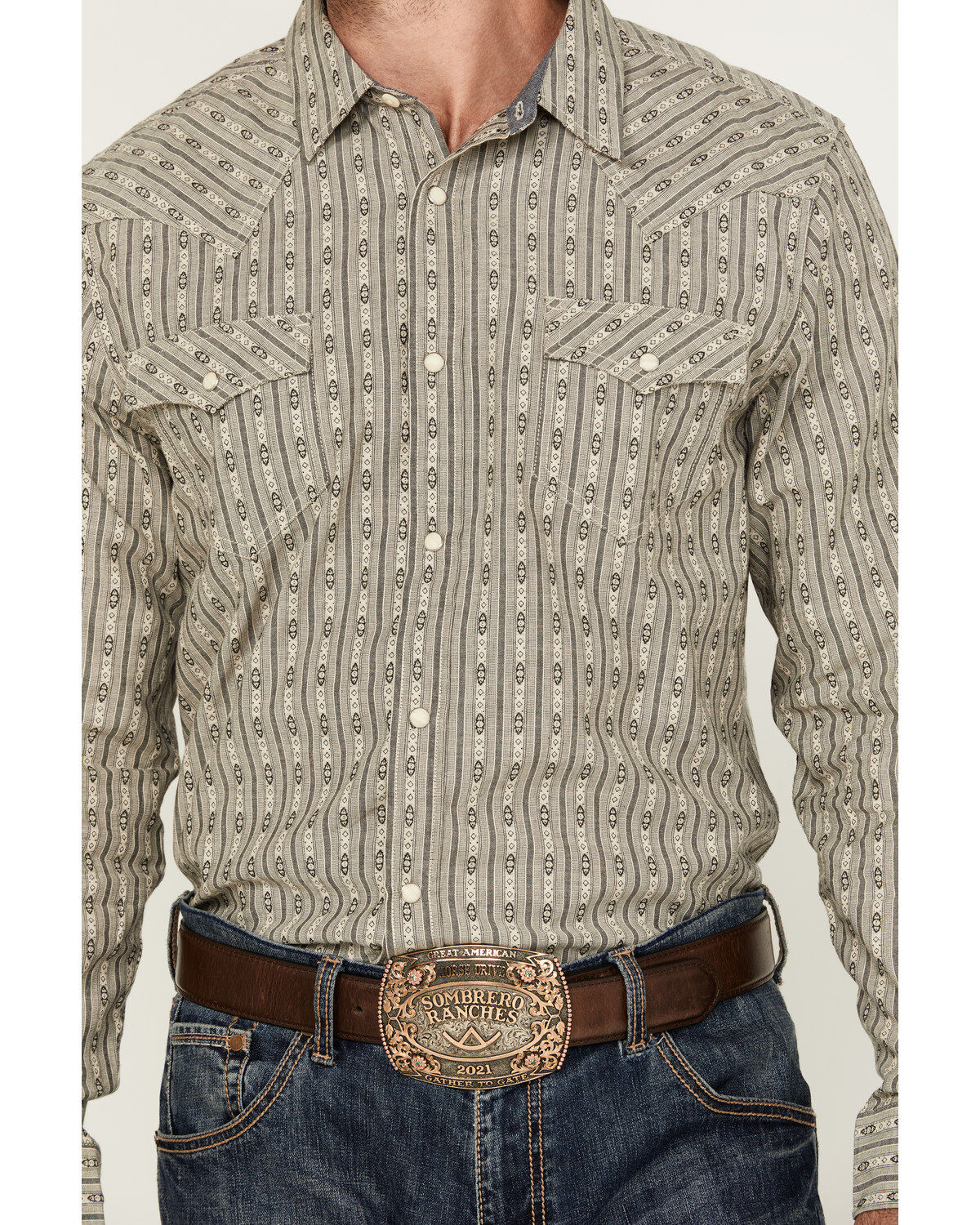 Cody James Men's Transform Striped Print Long Sleeve Snap Western Shirt