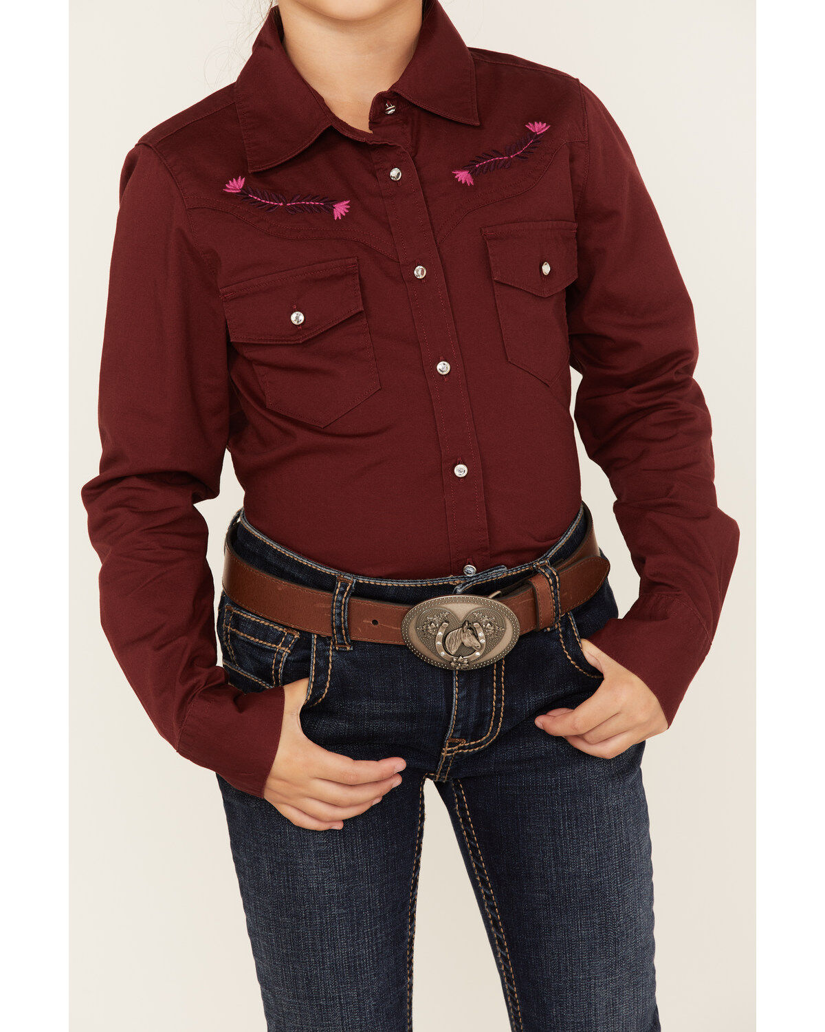 Shyanne Girls' Embroidered Long Sleeve Western Button-Down Shirt