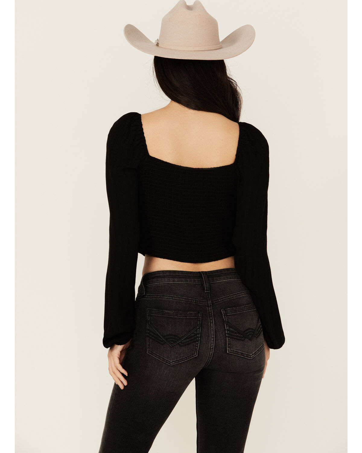 Idyllwind Women's Hazel Smocked Long Sleeve Cropped Blouse