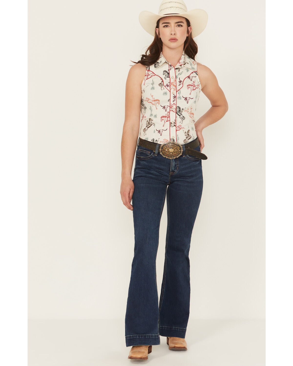Rock & Roll Denim Women's Dark Wash Mid Rise Boot Stitch Stretch Trouser Jeans