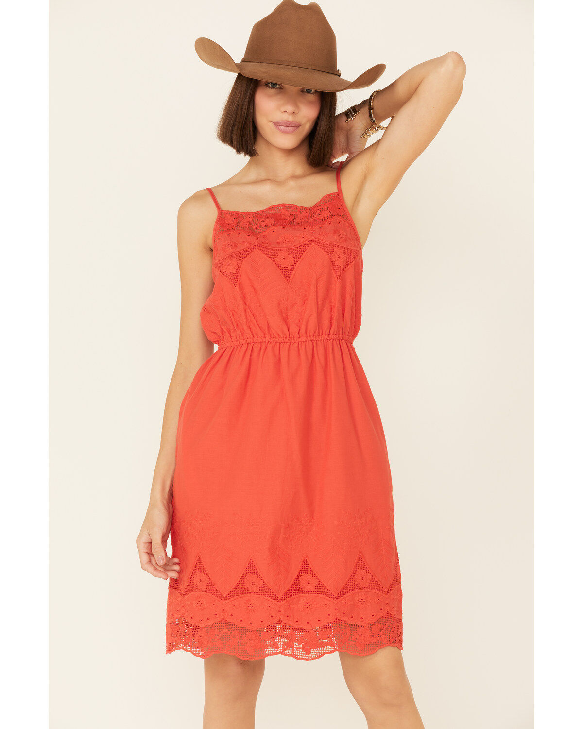 Stetson Women's Eyelet Sleeveless Mini Dress
