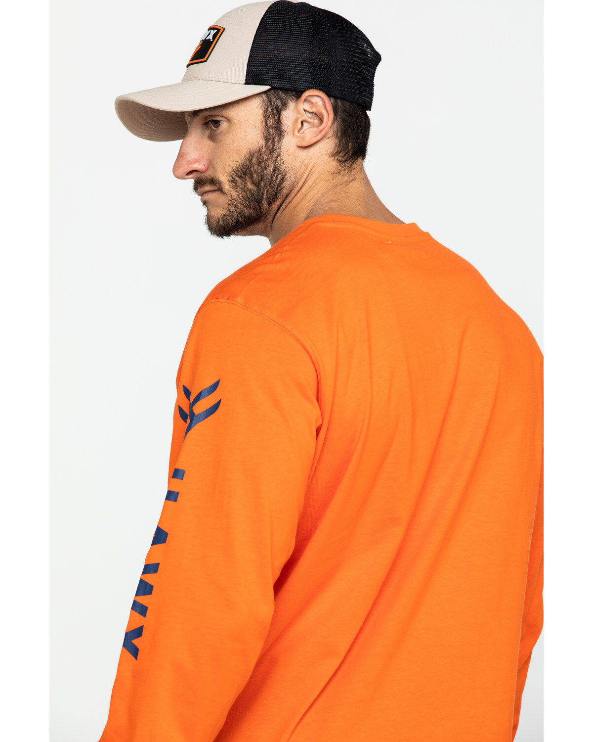 Hawx Men's Orange Logo Long Sleeve Work T-Shirt - Tall