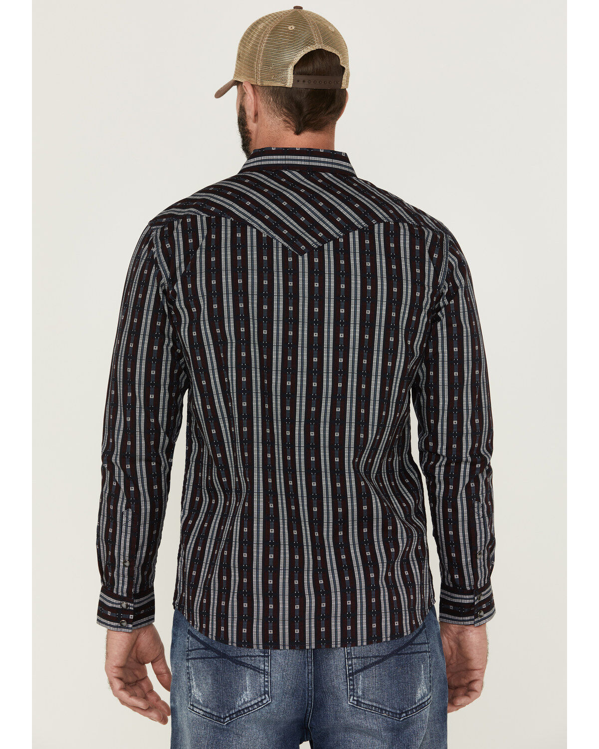 Moonshine Spirit Men's Otoe Stripe Long Sleeve Snap Western Shirt