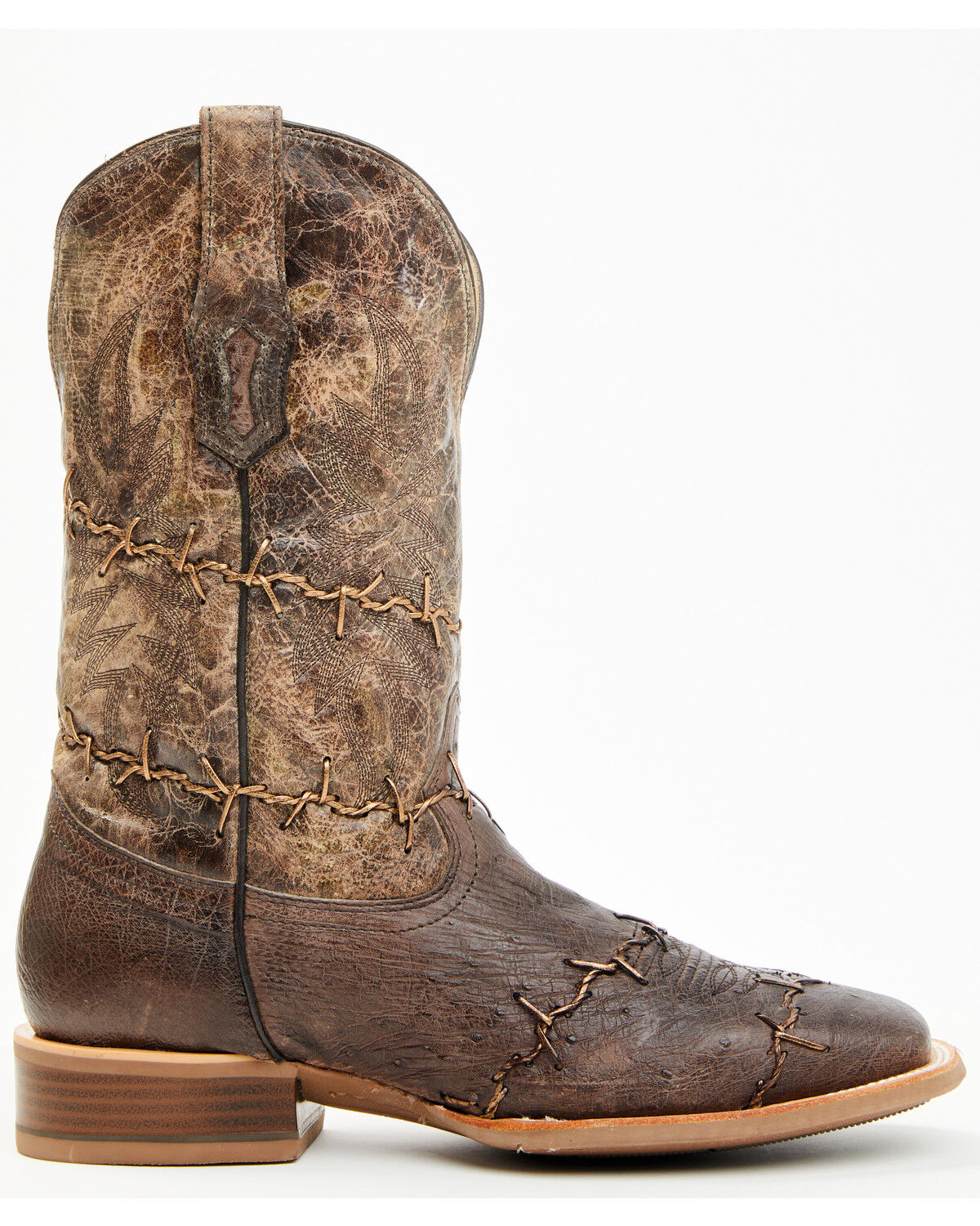 Corral Men's Exotic Ostrich Barbed Wire Western Boots - Broad Square Toe
