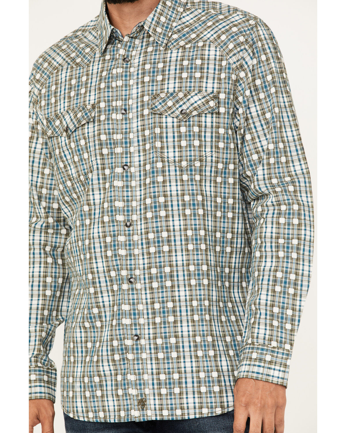 Moonshine Spirit Men's Rough Patch Plaid Snap Western Shirt