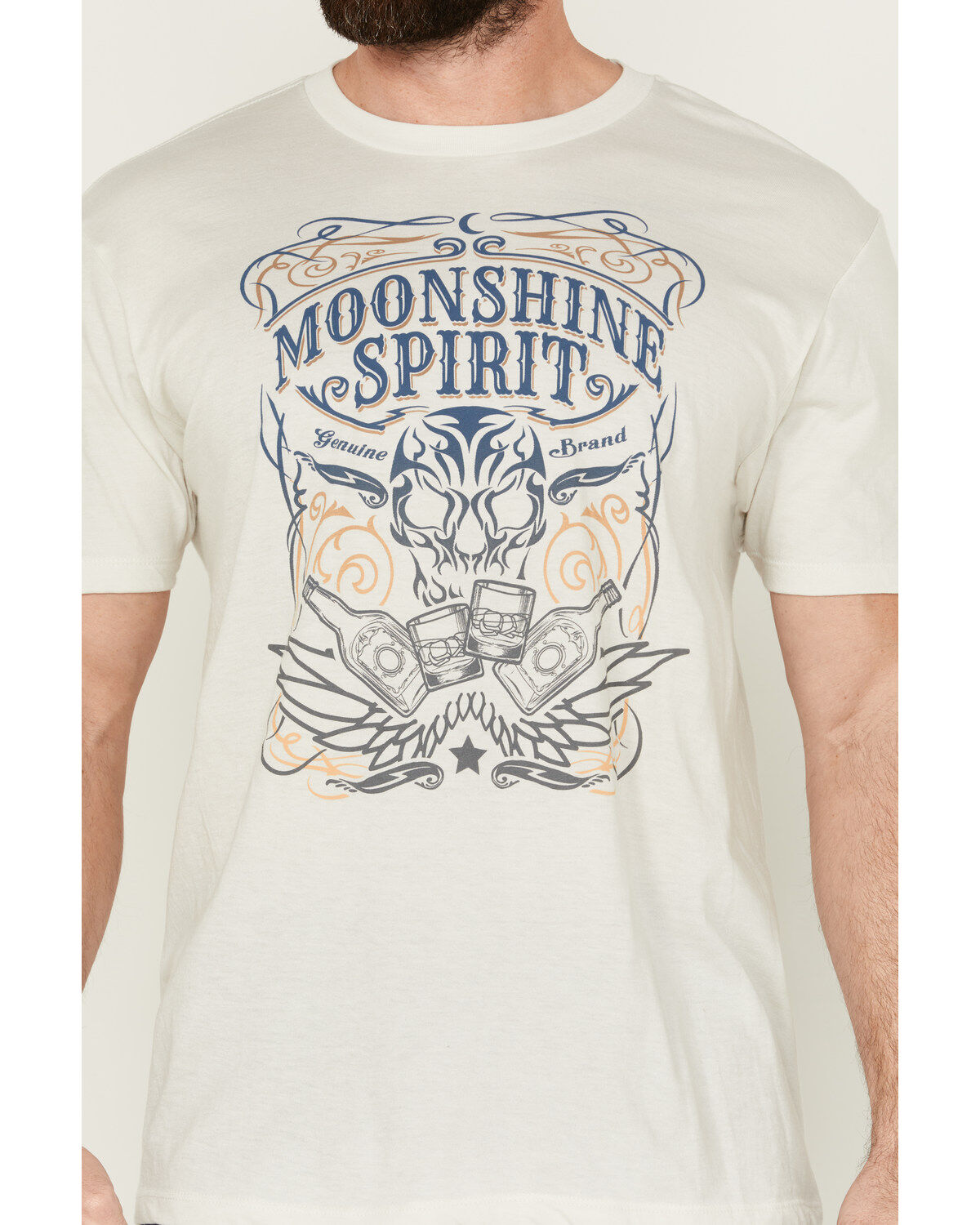 Moonshine Spirit Men's Tequila Skull Short Sleeve Graphic T-Shirt
