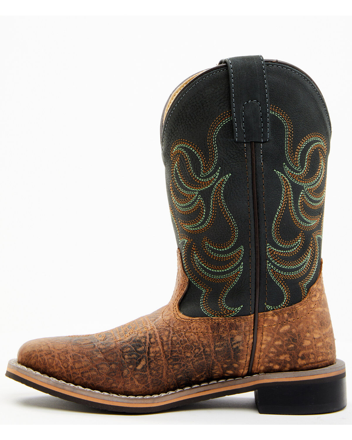 Smoky Mountain Boys' Jesse Bison Leather Print Boot - Square Toe